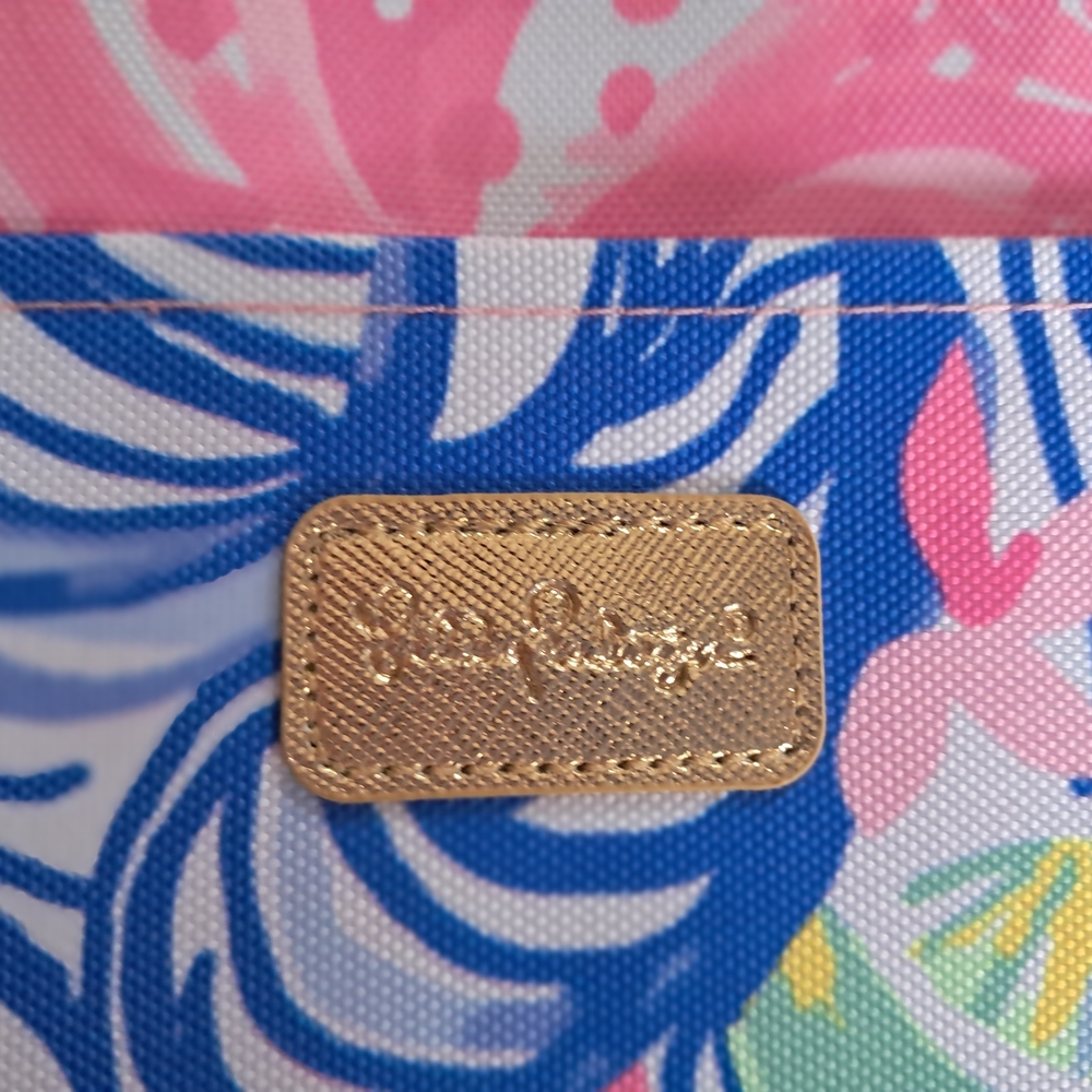 Lilly Pulitzer Pink Blue Floral Round Crossbody Picnic Lunch Bag Summer Classic - Picture 4 of 7